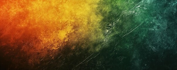 Fototapeta premium Dark grainy poster background, green yellow orange abstract color blur black noise texture banner backdrop design