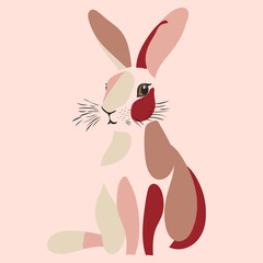 Cute Bunny Abstraction Watercolor style Harmonious Colors Red