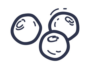Simple line drawing of three blueberries, symbolizing freshness and natural health.