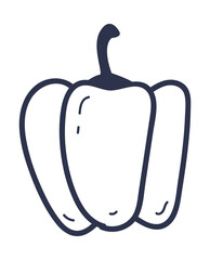 Simple line drawing of a bell pepper, symbolizing freshness and healthy eating.