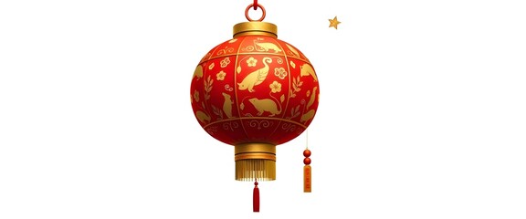 Prosperous Rat Lantern for chinese new year white background