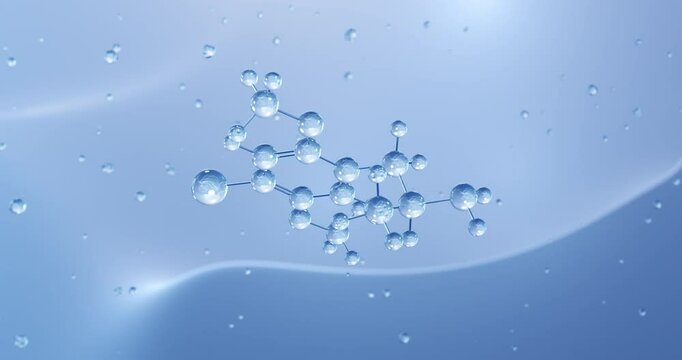 Brolamfetamine rotating molecular structure, 3d model of molecule, psychedelic drug, looped video