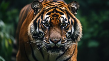 Fototapeta premium Majestic tiger in lush green habitat