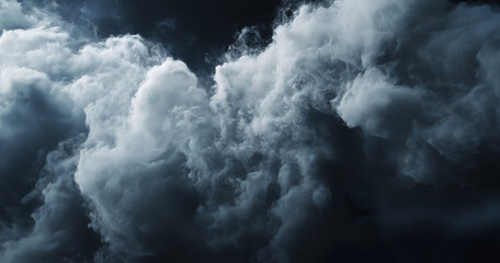 Naklejka premium White and sky blue cloud isolated on a black background, top view. Realistic 3D white cloud