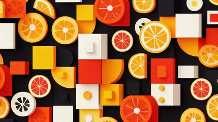 Creative fruit patterns showcase abstract composition vibrant colors modern design top-down view artistic concept