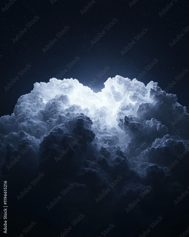 Poster cosmic string disturbance in the night sky atmospheric clouds digital art mystical environment high 