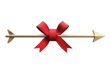 Decorative arrow with red bow studio image isolated artistic