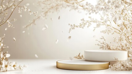 podium with dynamic shapes  gold  luxury modern