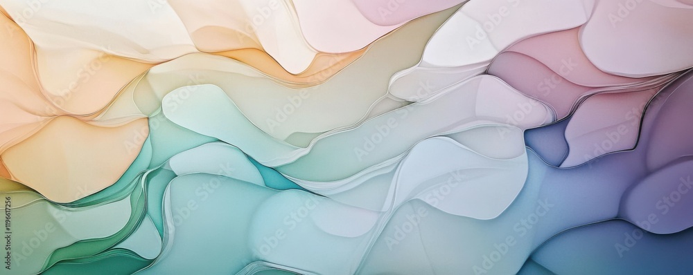 Poster elegant abstract layers: overlapping translucent layers of soft colors and gradients, evoking depth 