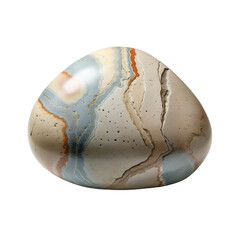 Polished Ocean Jasper Stone Natural Mineral Specimen Beige Gray Blue Brown Color Gemstone Oval Shape Smooth Surface Textured Background Detailed Macro