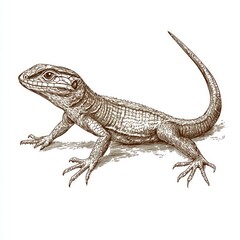 Fototapeta premium Engraving of a Lizard: Detailed Sketch of Reptile Wildlife, Vintage Nature Illustration, Exotic Animal Drawing