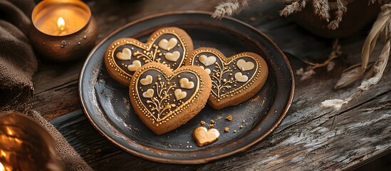 plate of heart shaped cookies for valentine's day
