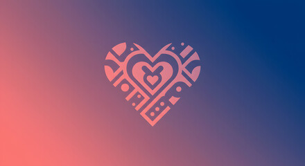 Abstract Pink Blue Heart Design Love Symbol Romantic Gradient Background