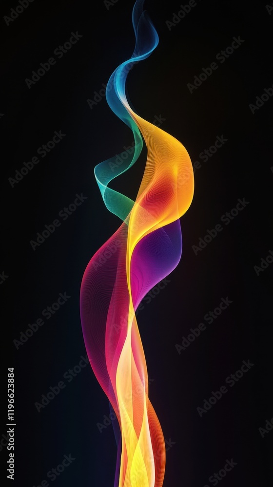 Poster abstract colorful waves flowing dynamically