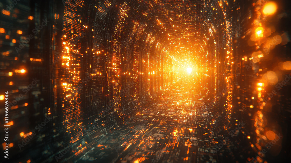 Poster futuristic cyberspace with glowing data streams and vibrant colors creating an immersive digital env