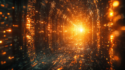 Obraz premium Futuristic cyberspace with glowing data streams and vibrant colors creating an immersive digital environment