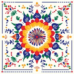 Colorful floral mandala pattern design.