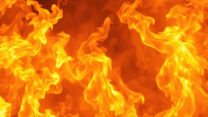 Mesmerizing background of intense, blazing orange and yellow flames that appear to be dancing in mid-air, with flickering embers and wisps of smoke adding depth and texture.