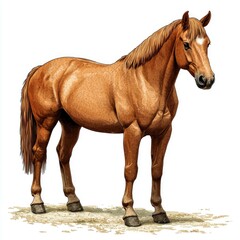 Fototapeta premium Majestic Chestnut Horse: A Captivating Portrait of Equine Elegance and Strength