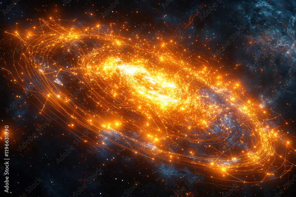 Aufkleber radiant big data concept showcases glowing particles flowing through a 3d network with vibrant neon 