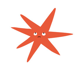 Cute star with emotions drawn in flat style. Hand drawn vector illustration.