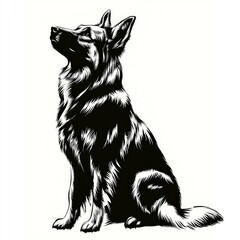 Obraz premium Majestic German Shepherd Dog: Elegant Black and White Canine Portrait