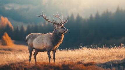 Obraz premium Majestic Elk in Golden Hour