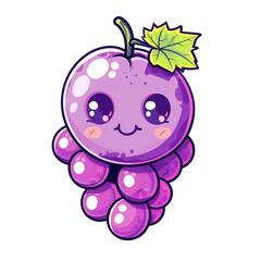 drawing of a nice purple bunch of grapes with a green leaf on a transparent background
