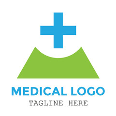 Medical healthcare and pharmacy green and blue minimalist logo design