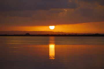 Wonderful sunset view on Albufera Lake in Spain