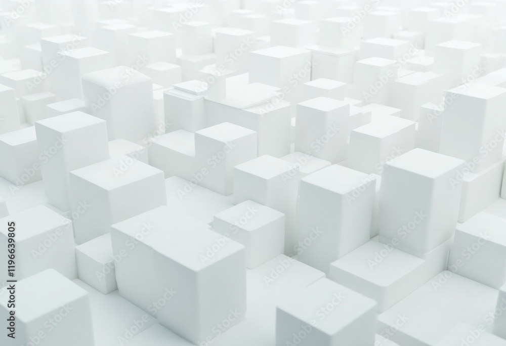 Poster a large white cube surrounded by small cubes
