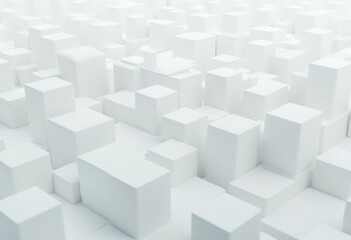 A Large White Cube Surrounded by Small Cubes