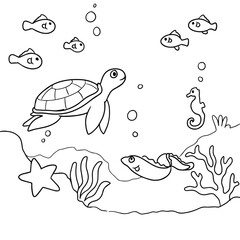 Underwater Marine Life Illustration