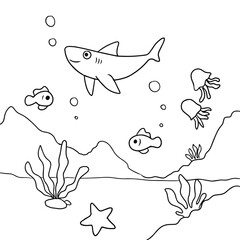 Fototapeta premium Underwater Marine Life Illustration