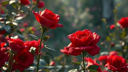 Obraz premium red roses in the garden