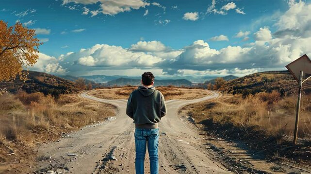 A person on two roads chooses the best chances for environmental protection