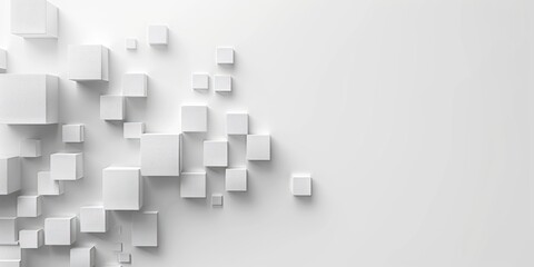 Fototapeta premium Abstract White Cubes Against a Blank Wall