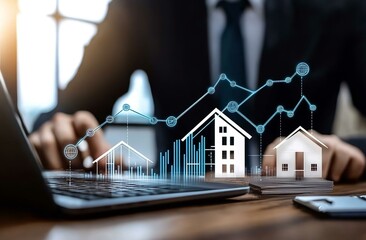 Real Estate Investment and Market Growth Concept. Analyzes real estate market growth trends.