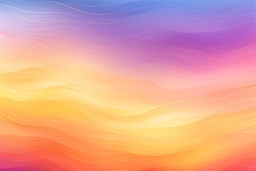 Colorful waves dance softly in a tranquil sunset sky over the horizon. Generative AI