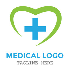 Medical love shape modern minimalist healthy care life logo design