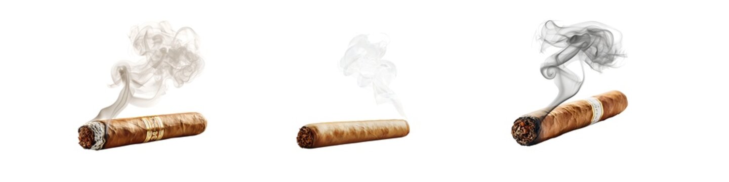 Set of Cigar Smoke,- PNG Elements Isolated on Transparent Background