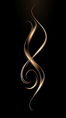 Abstract Golden Swirls On Black Background