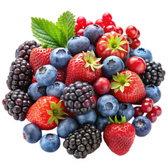 Fresh Red Blueberries Strawberries Blackberries Mix food ripe diet fruit green sweet tasty