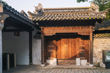 Fototapeta premium Detail close-up of ancient architecture in Huishan Ancient Town, Wuxi City, Jiangsu Province, China on July 28, 2024