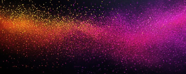 Grainy abstract background, magenta pink purple yellow banner poster header cover wallpaper design, noise texture vibrant glowing color gradient shape on black backdrop