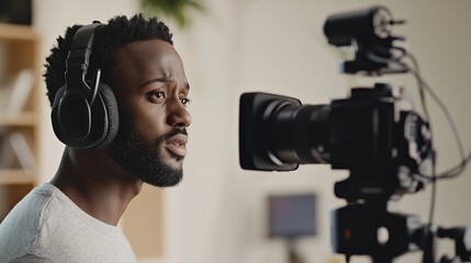 Boom Operator Positioning Microphone for Actor Monologue