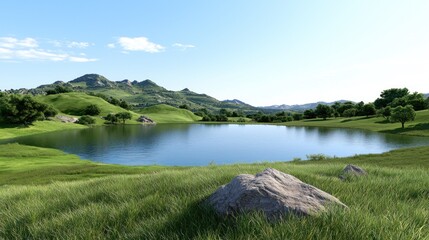 Serene Lake and Mountain Landscape