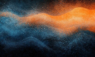 Fototapeta premium Grainy blue orange black background, abstract color gradient wave shape noise texture poster header banner wallpaper cover design