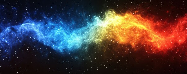 Naklejka premium Grainy gradient background blue red yellow abstract glowing color wave black backdrop, noise texture banner poster header design