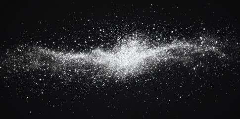 White Glitter Explosion On Black Background